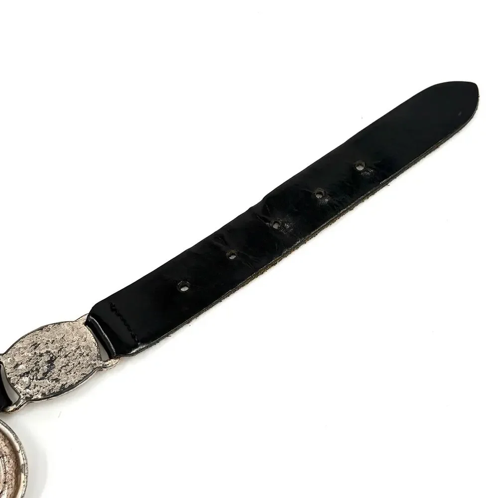 Vintage 90s Fossil Black Genuine Leather Boho Western Medallion Belt